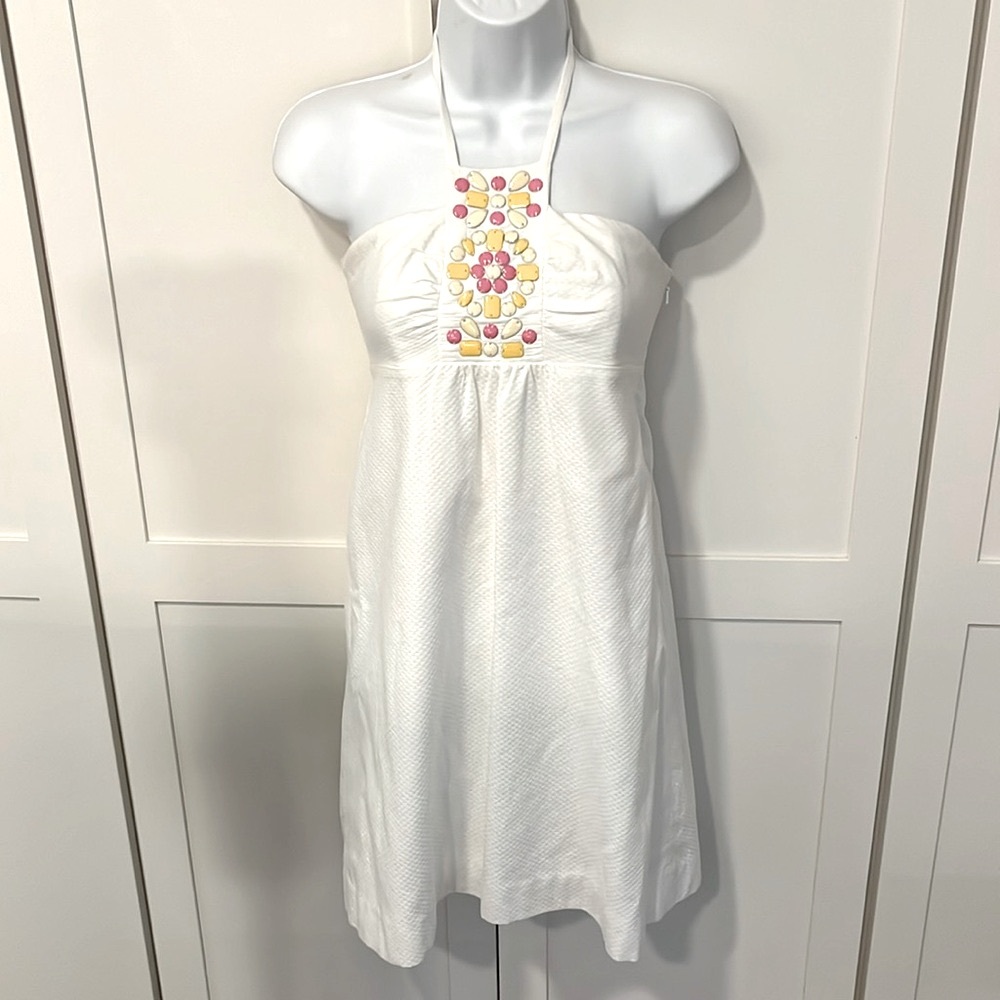Lilly Pulitzer White Halter Tie Sundress 0 XS